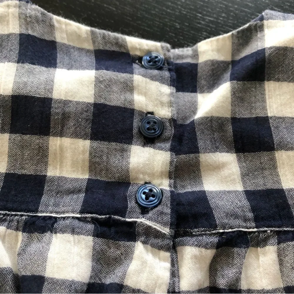 Janie and Jack Plaid Strawberry Sleeveless Dress Baby Girl‎ 6-12 Mos Navy White